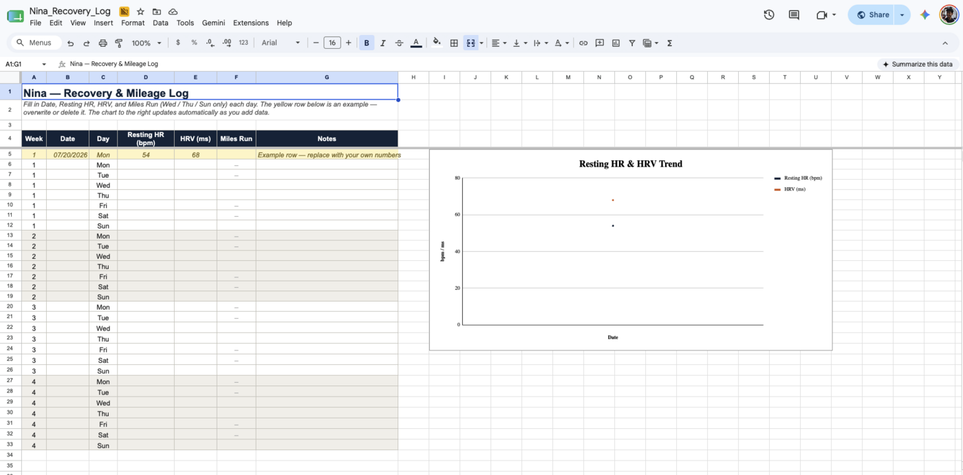 Personal tracking log used to monitor client progress and recovery